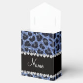 Individuelle Name hellblauer Glitzer Leopard Geschenkschachtel (Geöffnet)