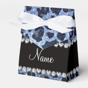 Individuelle Name hellblauer Glitzer Leopard Geschenkschachtel