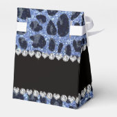 Individuelle Name hellblauer Glitzer Leopard Geschenkschachtel (Rückseite)