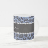 Individuelle Name hellblauer Glitzer Leopard Mattglastasse (VorderseiteRechts)