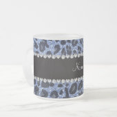 Individuelle Name hellblauer Glitzer Leopard Mattglastasse (Vorderseite Links)