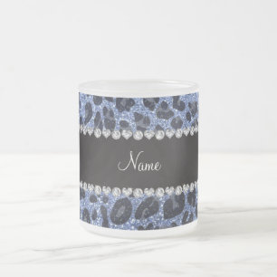 Individuelle Name hellblauer Glitzer Leopard Mattglastasse