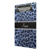 Individuelle Name hellblauer Glitzer Leopard Mini Klemmbrett (Gewinkelt2)