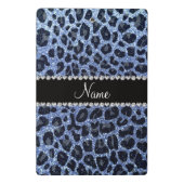 Individuelle Name hellblauer Glitzer Leopard Mini Klemmbrett (Rückseite)