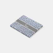 Individuelle Name hellblauer Glitzer Leopard Post-it Klebezettel (angewinkelt)