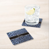 Individuelle Name hellblauer Glitzer Leopard Rechteckiger Pappuntersetzer (Vor Ort)