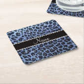Individuelle Name hellblauer Glitzer Leopard Rechteckiger Pappuntersetzer (angewinkelt)
