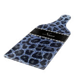 Individuelle Name hellblauer Glitzer Leopard Schneidebrett (Ecke)