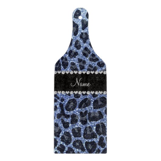 Individuelle Name hellblauer Glitzer Leopard Schneidebrett (Vorderseite)