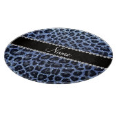 Individuelle Name hellblauer Glitzer Leopard Schneidebrett (Ecke)