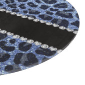 Individuelle Name hellblauer Glitzer Leopard Schneidebrett (Ecke)