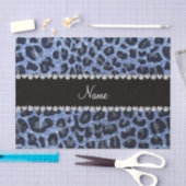 Individuelle Name hellblauer Glitzer Leopard Seidenpapier (Handwerk)