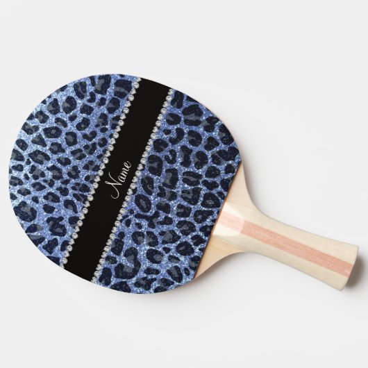 Individuelle Name hellblauer Glitzer Leopard Tischtennis Schläger (Seitenansicht)