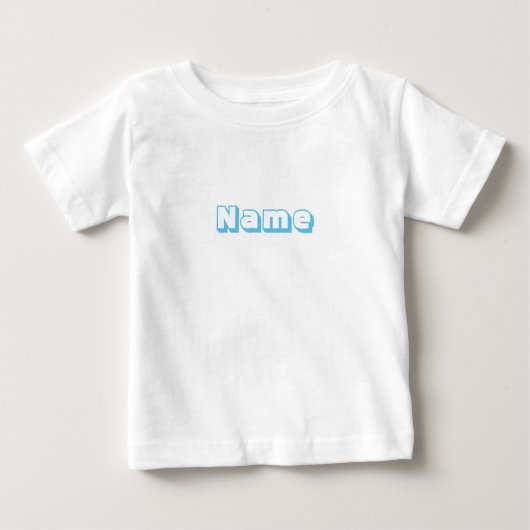 Individuelle Name hellblauer Text niedlicher Baby Baby T-shirt (Vorderseite)