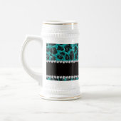 Individuelle Name heller Aqua-Glitzer Leoparddruck Bierglas (Links)