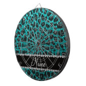 Individuelle Name heller Aqua-Glitzer Leoparddruck Dartscheibe (Vorderseite rechts)