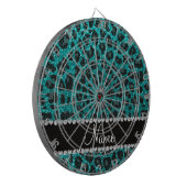 Individuelle Name heller Aqua-Glitzer Leoparddruck Dartscheibe (Vorderseite Links)