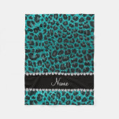 Individuelle Name heller Aqua-Glitzer Leoparddruck Fleecedecke (Vorderseite)