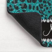 Individuelle Name heller Aqua-Glitzer Leoparddruck Mousepad (Ecke)