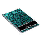 Individuelle Name heller Aqua-Glitzer Leoparddruck Notizblock (Rechte Seite)