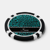 Individuelle Name heller Aqua-Glitzer Leoparddruck Pokerchips (Einzeln)