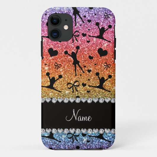 Individuelle Name heller Regenbogen Glitzer Chefin Case-Mate iPhone Hülle (Rückseite)