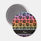 Individuelle Name heller Regenbogen Glitzer schwar Magnet (Vorderseite/Rückseite)