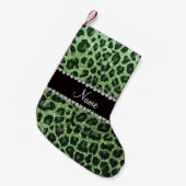 Individuelle Name hellgrün Glitzer Leopard Kleiner Weihnachtsstrumpf (Vorderansicht (hängend))