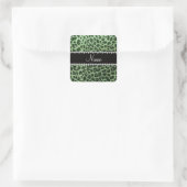 Individuelle Name hellgrün Glitzer Leopard Quadratischer Aufkleber (Tasche)