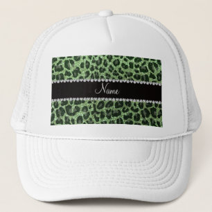Individuelle Name hellgrün Glitzer Leopard Truckerkappe