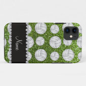 Individuelle Name hellgrüne Glitzer-Volleyball Case-Mate iPhone Hülle (Rückseite (Horizontal))