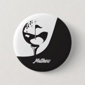 Individuelle Name Hello Black and White Golf Button (Vorderseite)