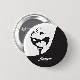 Individuelle Name Hello Black and White Golf Button