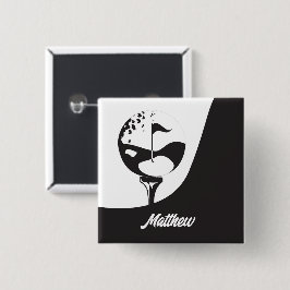 Individuelle Name Hello Black and White Golf Button