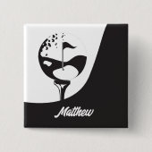 Individuelle Name Hello Black and White Golf Button (Vorderseite)