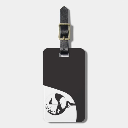 Individuelle Name Hello Black and White Golf Gepäckanhänger (Vorderseite vertikal)