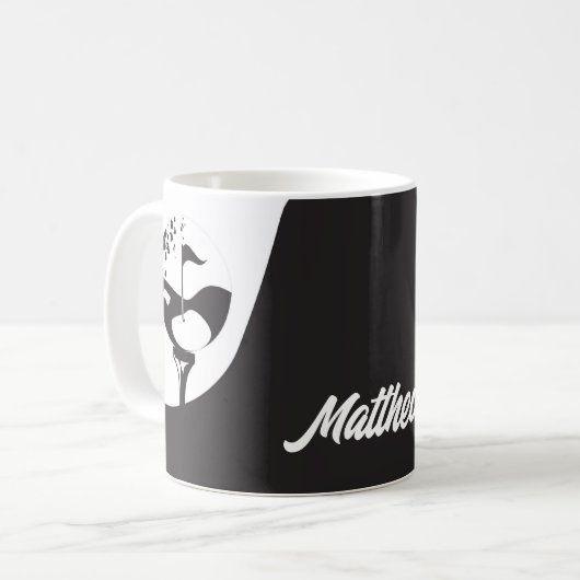 Individuelle Name Hello Black and White Golf Kaffeetasse (Vorderseite Links)