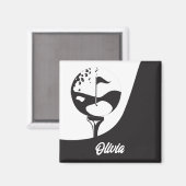 Individuelle Name Hello Black and White Golf Magnet (Vorderseite/Rückseite)