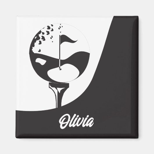 Individuelle Name Hello Black and White Golf Magnet (Vorne)
