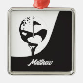 Individuelle Name Hello Black and White Golf Ornament Aus Metall (Vorne)