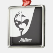 Individuelle Name Hello Black and White Golf Ornament Aus Metall (Links)