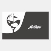 Individuelle Name Hello Black and White Golf Rechteckiger Aufkleber (Vorderseite)