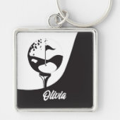 Individuelle Name Hello Black and White Golf Schlüsselanhänger (Vorne)