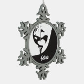 Individuelle Name Hello Black and White Golf Schneeflocken Zinn-Ornament (Links)