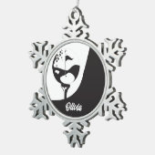 Individuelle Name Hello Black and White Golf Schneeflocken Zinn-Ornament (Rechts)