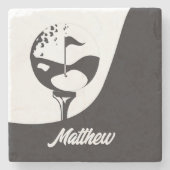 Individuelle Name Hello Black and White Golf Steinuntersetzer (Vorderseite)