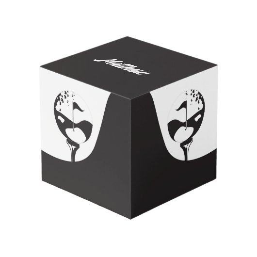 Individuelle Name Hello Black and White Golf Würfel (Vorderseite Schrägansicht)