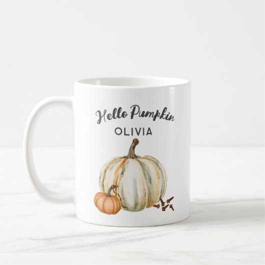 Individuelle Name Hello Pumpkin Gewürz Gemütlichen Kaffeetasse (Links)