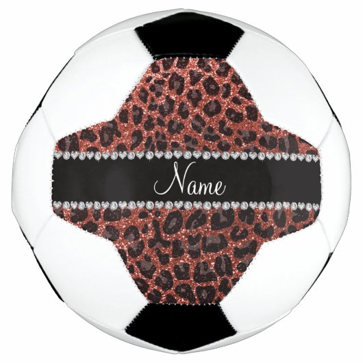 Individuelle Name, hellorange Glitzer Leopard Fußball (Vorderseite)