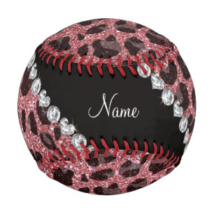 Individuelle Name hellrosa Glitzer Leopard Baseball